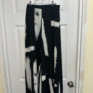 SHEIN Black & White Abstract Print Wide Leg Pants | High Waist Flowing